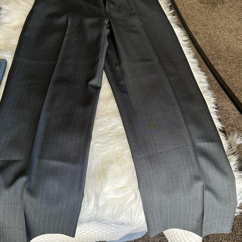 Men's Dark Gray Pinstripe Suit Pants. 36x30 NEVER WORN